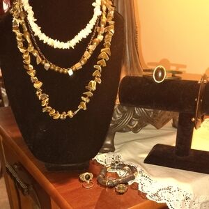 Elegant Gold and Brown Jewelry Set